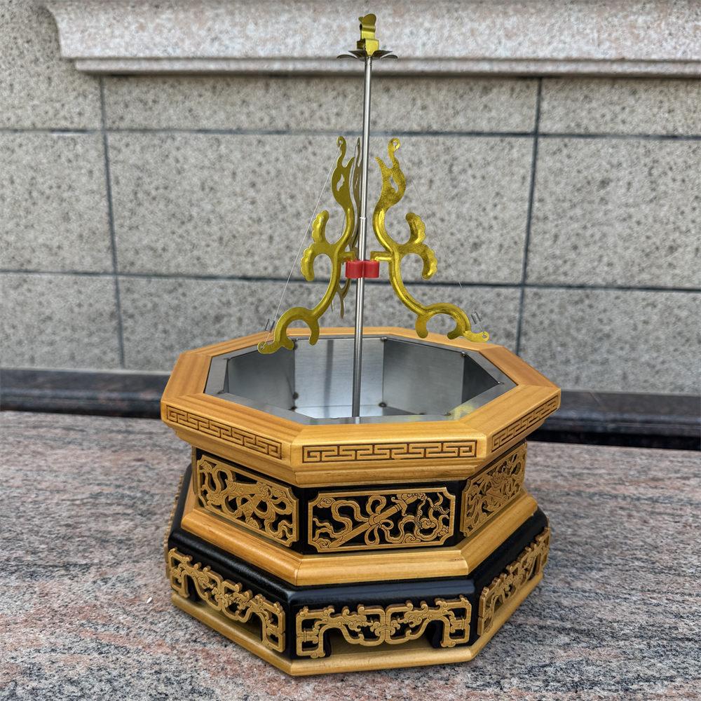 玄关摆件木雕六角盘香炉塔香架