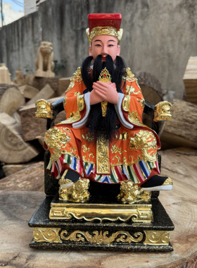 天公神像连座12寸玉帝香樟木雕刻