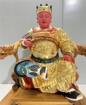 广泽尊王金身佛像郭府圣王公神像郭忠福保安尊王木雕玄关摆件工艺