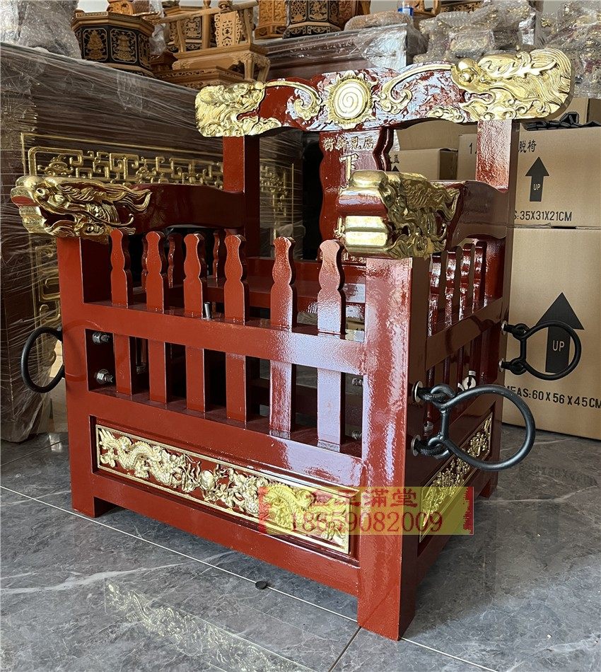 四人抬显轿晃抬撵轿神轿神明出巡用轿巡逻过炉上香请轿佛轿子木雕