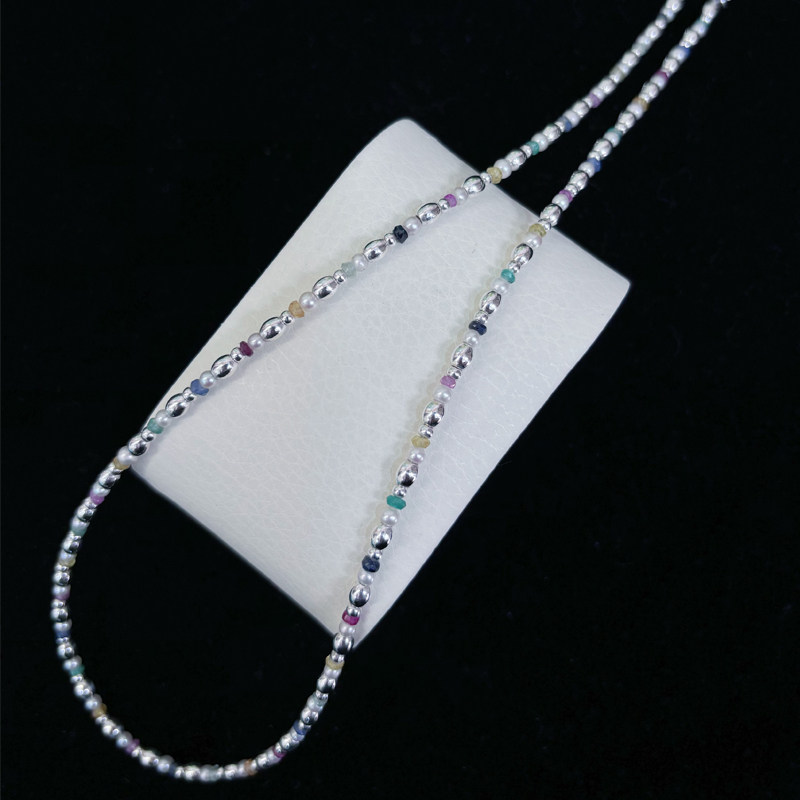 【浅小屋】冰糖。多彩间隔天然彩色原石多巴胺淡水珍珠项链颈链女
