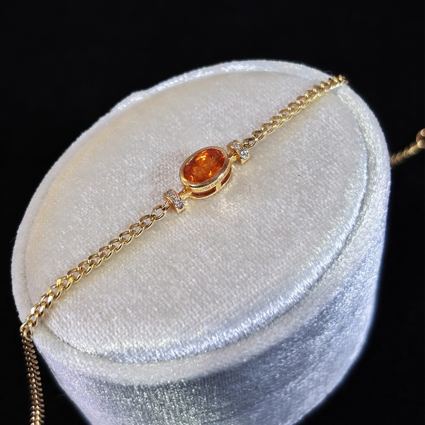 18K金芬达石石榴石加粗古巴手链