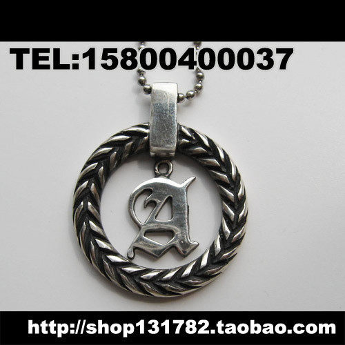 字母锁骨链项链定做带名字项链925纯银姓名复古单字麦穗吊坠A神话