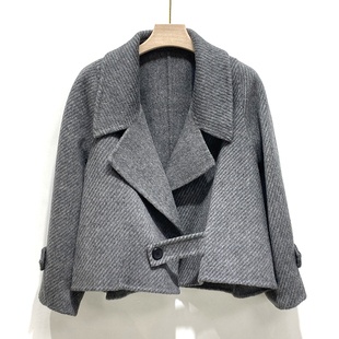 2025秋冬新款双面羊绒大衣女短款气质宽松小个子羊毛呢外套高级感