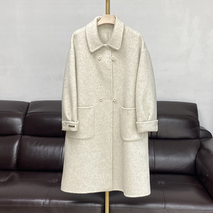 2025秋冬新款双面羊绒大衣女中长款设计师款羊毛呢子外套宽松百搭