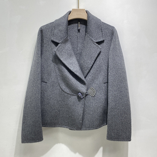 短款双面羊绒大衣女小个子韩版宽松2025秋冬新款羊毛呢子外套百搭