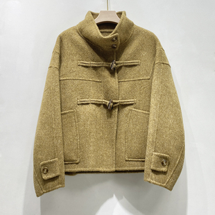 韩系立领双面羊绒大衣女士短款羊毛呢子外套2025秋冬新款宽松百搭