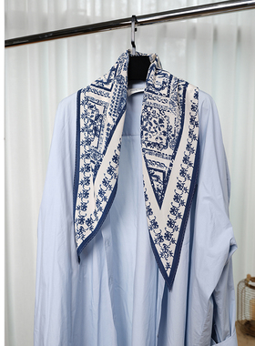 GOTAN禅意民族风真丝双绉丝巾1oo桑蚕丝月牙边异域出游出片领巾女