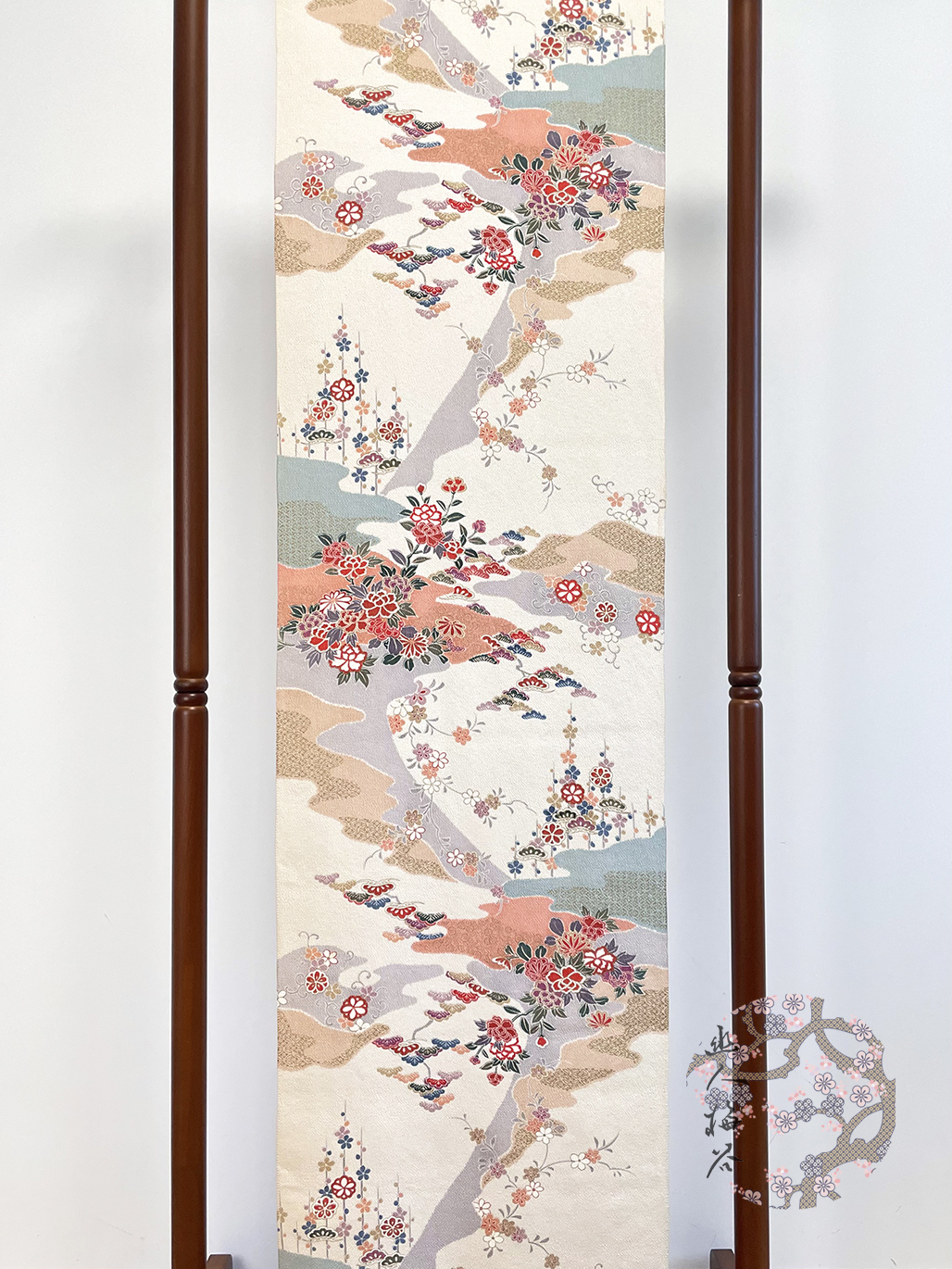 幽人梅谷|日本正绢反物金彩小纹正娟布料真丝旗袍汉服定制面料