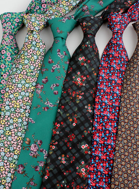 男女士花色港风痞帅9CM宽印花雪纺休闲青年领带学院风潮百搭时尚