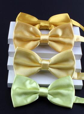 金黄色领结结婚伴郎晚礼服宴会蝴蝶结商务正装休闲大合唱团煲呔