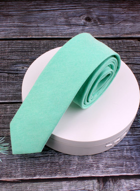 薄荷绿5CM手打棉领带韩版窄版青年小领呔白衬衣百搭