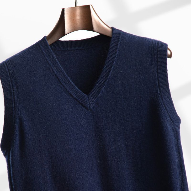 羊绒马甲毛衣无袖背心羊毛衫坎肩男士V领鸡心领纯色