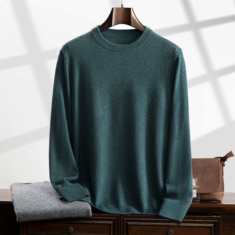 羊绒衫圆领新款毛衣加厚针织衫秋冬打底男士针织纯色休闲羊毛衫