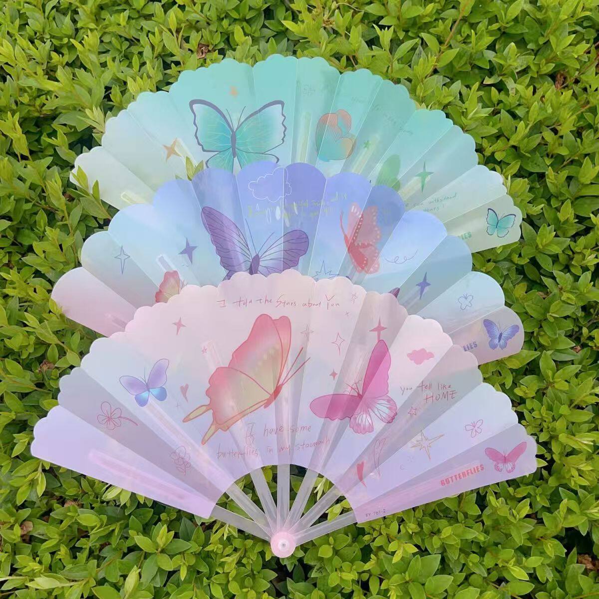 扇子折扇古风儿童跳舞随身便携女童新款蝴蝶舞蹈扇塑料折叠小扇仙