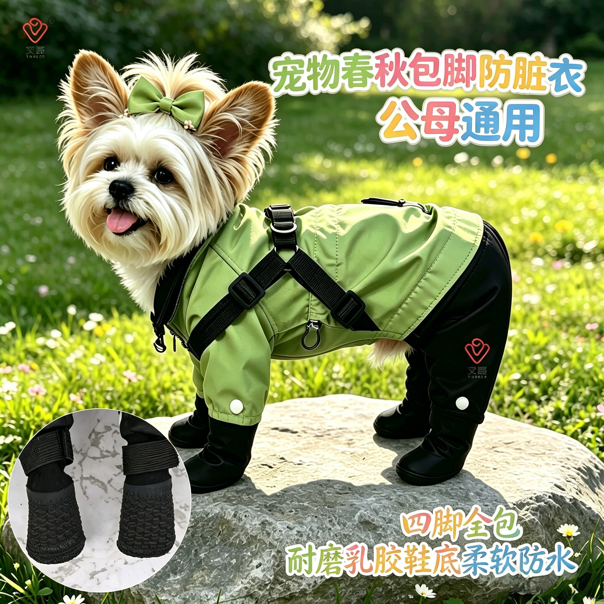 狗狗包四脚裤衣服防脏冲锋衣户外出防尘春秋冬中小犬比熊泰迪博美