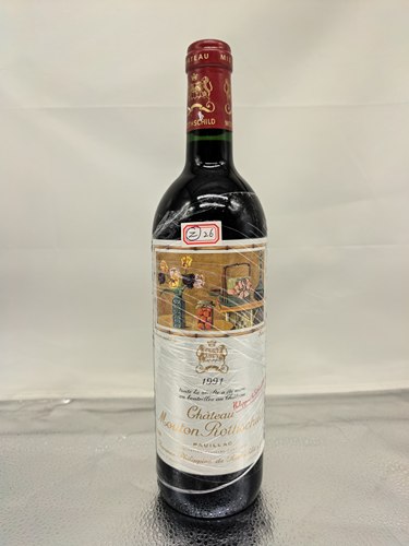 法国波尔多一级名庄木桐1991年非常完美酒标是日式静物油画