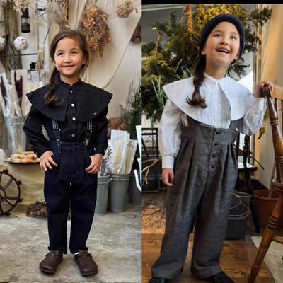 日本小众高端设计师品牌Fith全棉立领高级刺绣法式衬衫亲子款