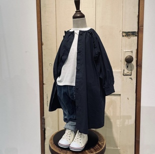 原单小众贵牌fith全棉女童长袖衬衫款连衣裙春秋外贸