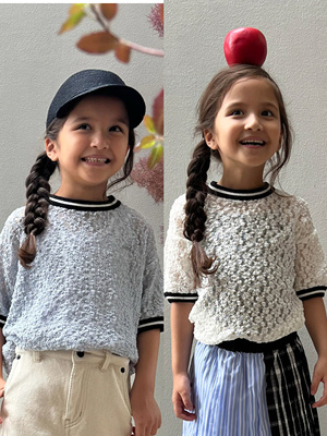 日本高端贵牌Fith有丝蕾丝花边棉短袖T恤亲子款