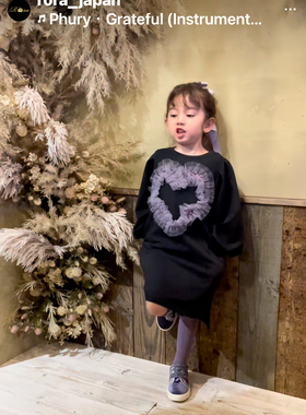 出口日本原单外贸rora全棉毛圈卫衣连衣裙长袖T女童秋冬新款