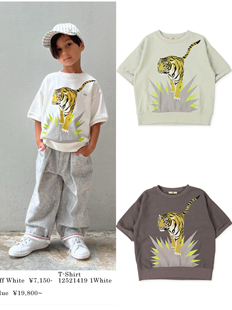 出口日本原单贵牌Fith丝光全棉老虎印花艺术家联名款亲子装中性T