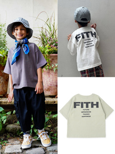 出口日本原单Fith全棉抗皱印花亲子短袖T恤男女童夏季新款