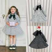 新款 日本公主贵牌Shirley temple圆点ST秋季 连衣裙女童