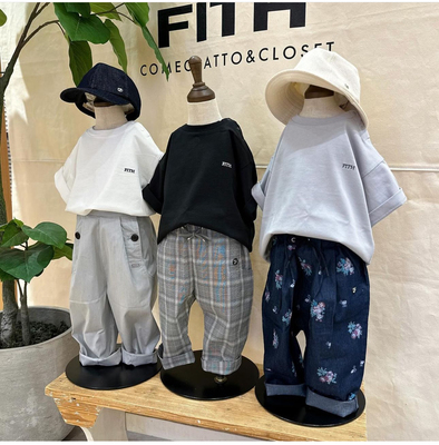 日本高端设计师品牌Fith 抗皱丝光棉 Logo 刺绣 T恤男女童装夏季