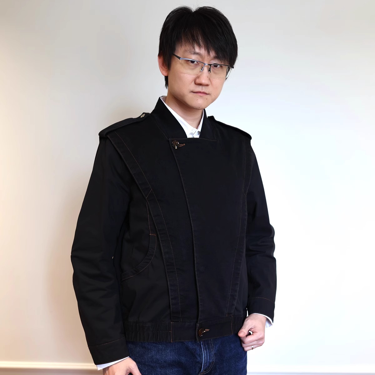 玫瑰叔同款翻领两穿春秋外衣