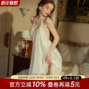 赵露思同款 蓬蓬裙轻奢纯欲高级感睡衣 性感挂脖吊带睡裙宽松无袖