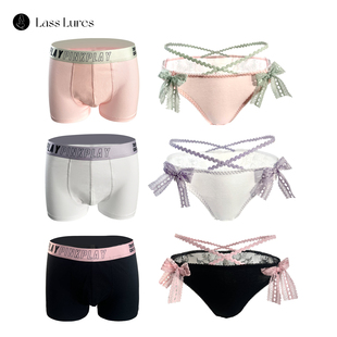 今夕何夕性感蕾丝内裤女镂空细带蝴蝶结低腰少女三角裤情侣套装