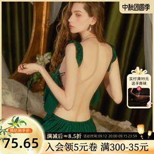 今夕何夕性感睡衣女2024年新款夏季蕾丝吊带纯欲风冰丝短裤家居服