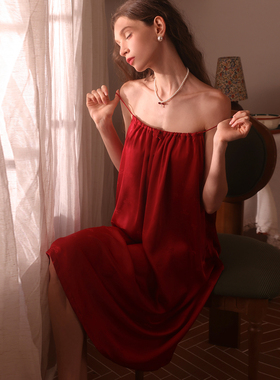 今夕何夕性感睡衣女2026新款春夏本命年红色私定结婚新婚吊带睡裙