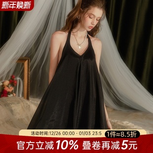 今夕何夕性感睡衣女2025新款 蓬蓬裙纯欲风高级感睡裙 挂脖吊带无袖