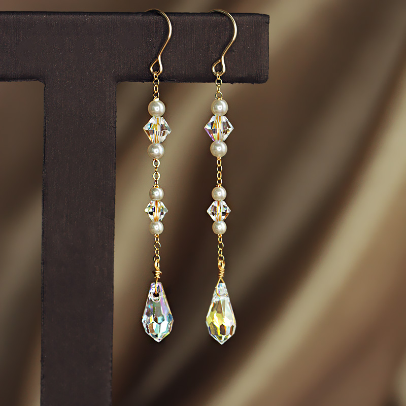 奥地利施家幻彩水晶显瘦耳环耳夹