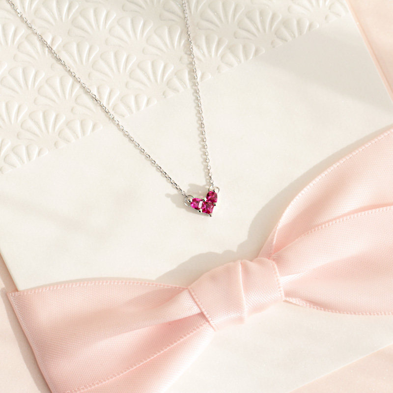 玫红刚玉 通体S925纯银项链爱心形甜美小女人ins锁骨链礼物PY银饰在类目 饰品/流行首饰/时尚饰品新, 项链中 - 来自Buy2taobao.com提供专业的淘宝代购服务