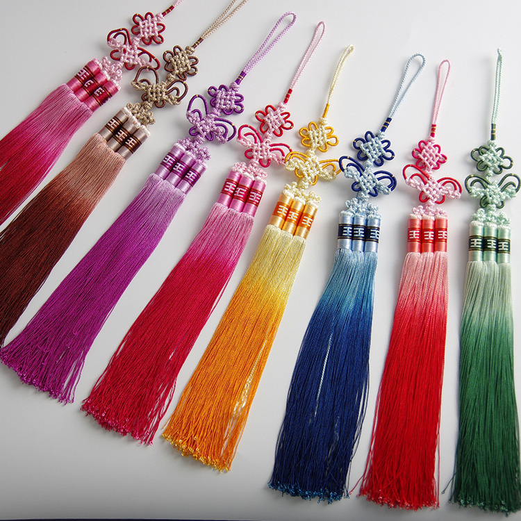 韩国汉服旗袍扇子挂饰渐变流苏