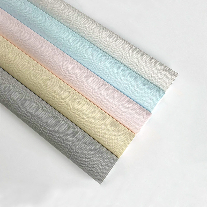 浅灰色简约素色细条纹墙纸卧室客厅书房酒店轻奢3D竖条纹浮雕壁纸