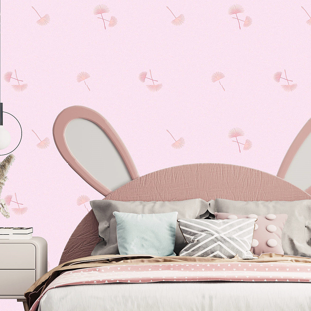 温馨卧室客厅壁纸韩式蒲公英墙纸环保透气无纺纸婚房儿童房