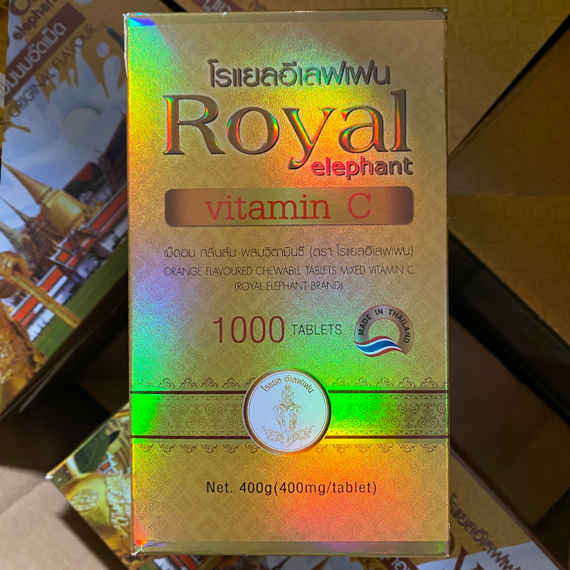 泰国原装进口维生素C咀嚼片1000粒VC含片royal elephant原装正品