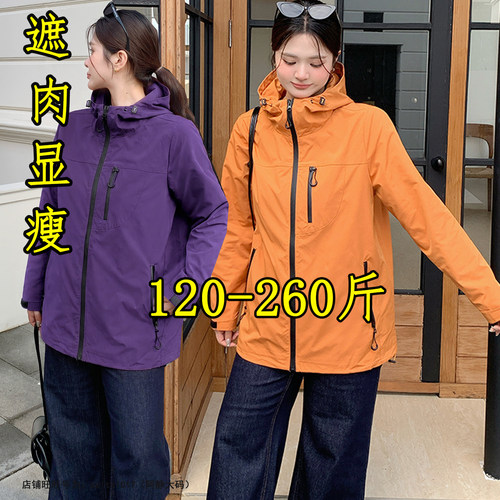 秋冬特大码女户外软壳冲锋衣