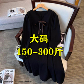 连衣裙女胖mm240学院风显瘦打底裙子法式 300斤超大码 秋季 长裙260