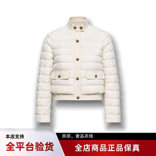 代购蒙口Juju棉质亚麻饰边立领短款轻薄羽绒服女款夹克外套