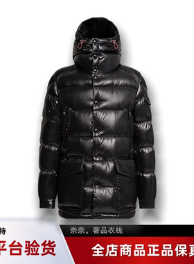 代购蒙口Chiablese中长款连帽亮面羽绒服鹅绒男款户外夹克外套