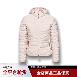 代购蒙口Delebiao马年皮标压纹连帽收腰短款羽绒服女款外套