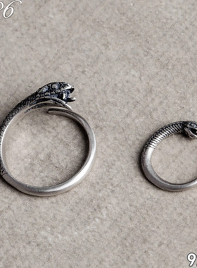 纯银开口做旧学生撒旦复古尾戒