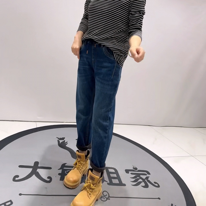 8820柏菲蒂冬款加绒加厚松紧高腰四面弹力百搭小脚萝卜裤加肥加大