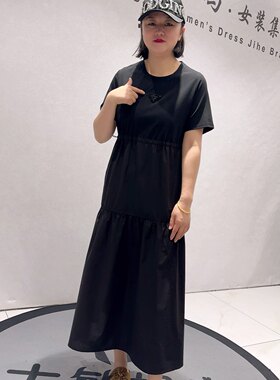 9523女权夏款新品速干面料两侧可抽绳遮肉显瘦连衣裙加大码
