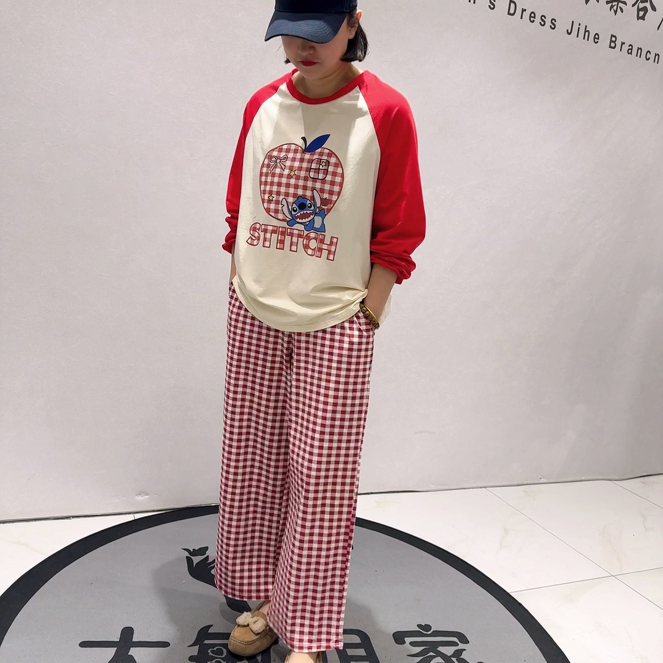 9012播本春款新品新疆棉卡通图案休闲减龄可外穿家居服两件套大码